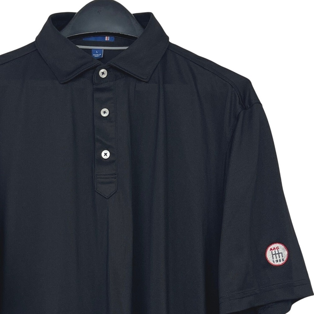 Stitch Golf Mens L Performance Golf Polo Shirt Solid Black Wicking Stretch